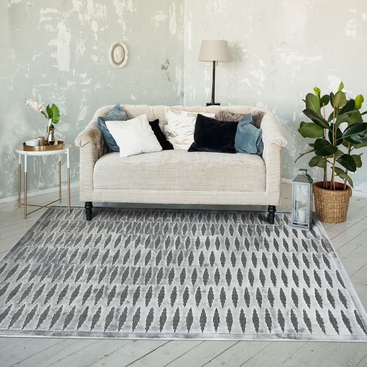 Tapis avec relief motif horizontal EMPRISE HORIZONTAL gris, THE DECO FACTORY