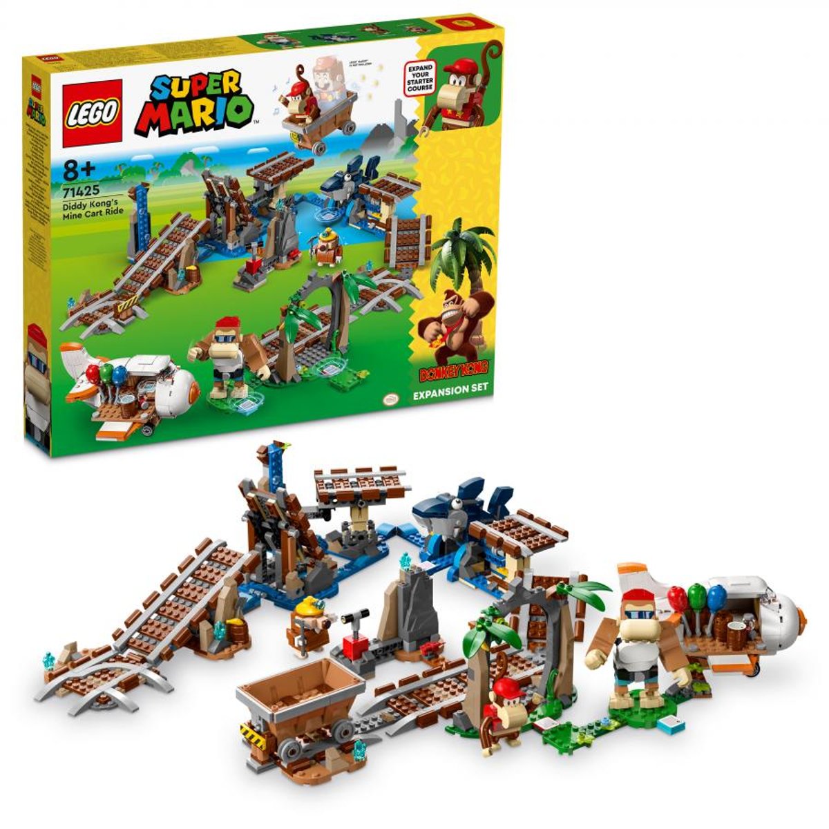 71425 Ensemble d extension course de chariot de mine de diddy kong Super Mario couleur unique, LEGO