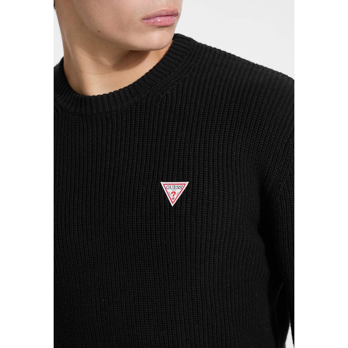 Pull Mini Logo Triangulaire noir, GUESS