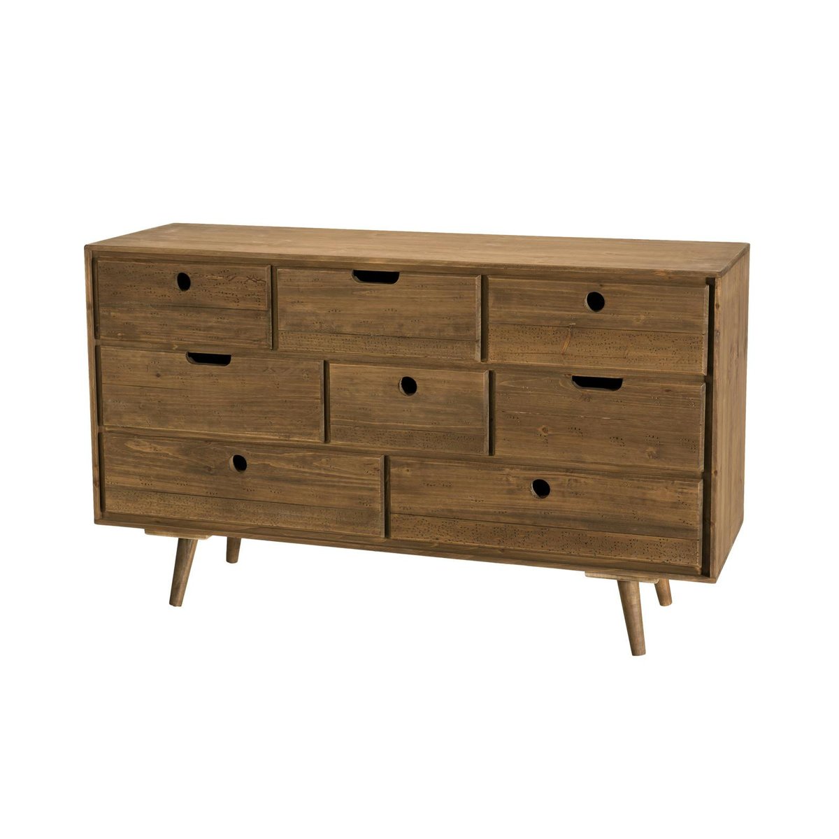 Commode 8 tiroirs en bois style déco scandinave LIMA bois naturel, PIER IMPORT