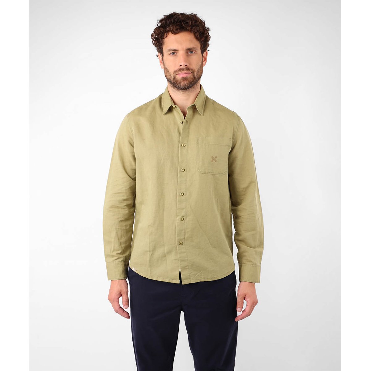 Chemise manches longues lin BAROUDEUR olive, OXBOW