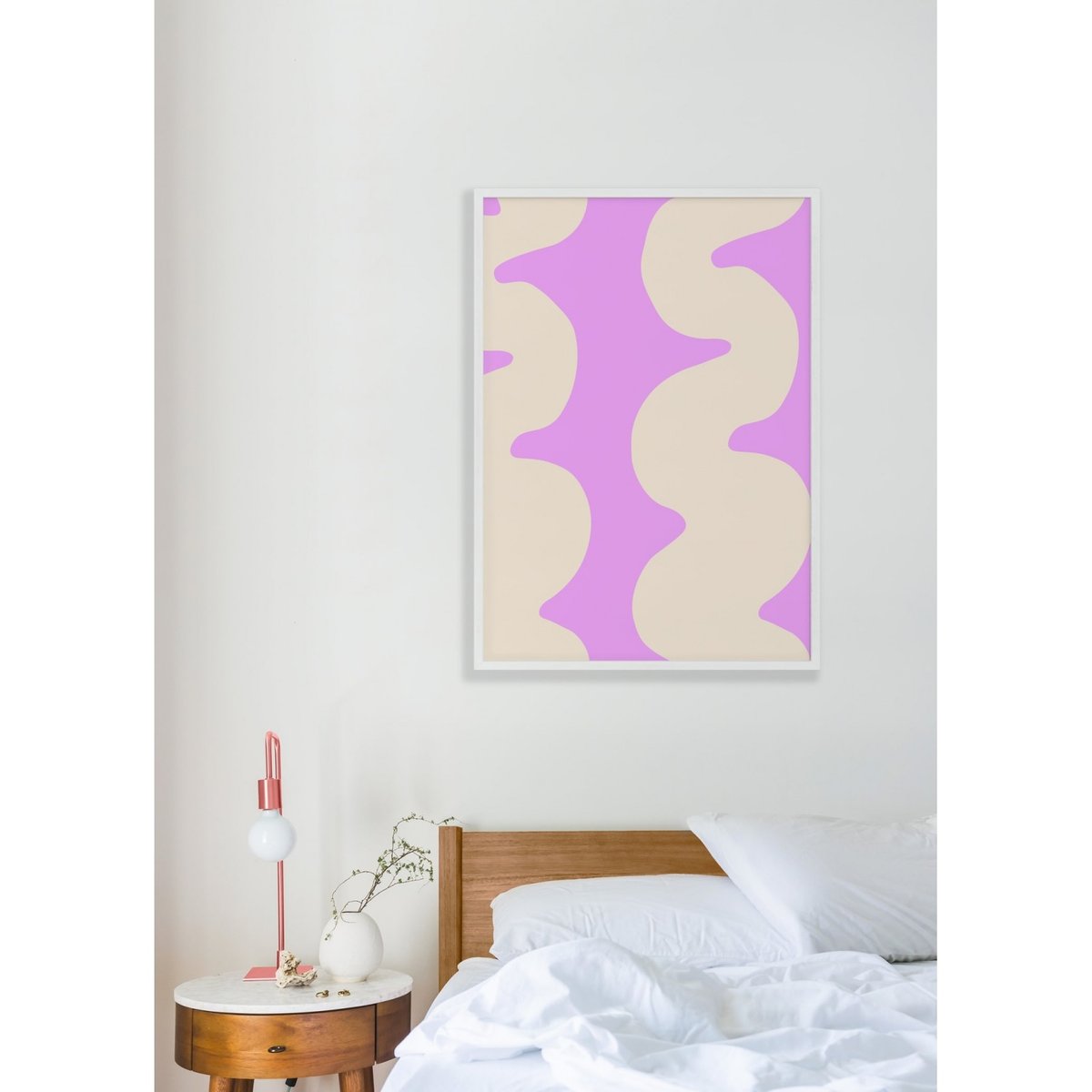 Affiche Wave Rose blanc, L'AFFICHERIE