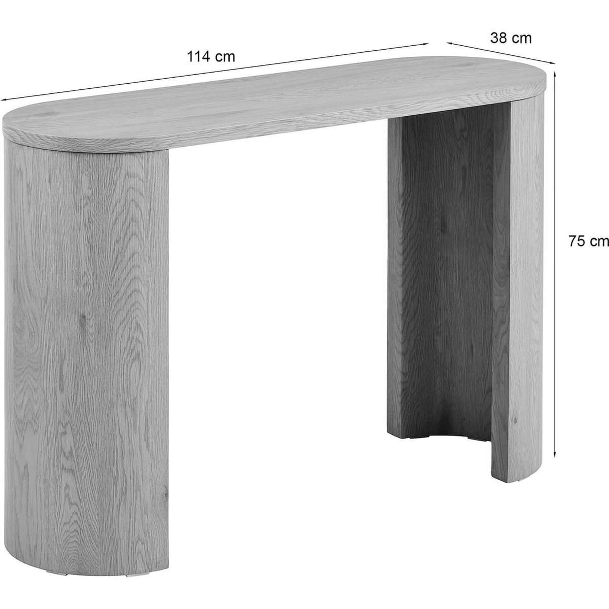 Console arrondie en bois BIBIONE brun foncé, RECOLLECTION