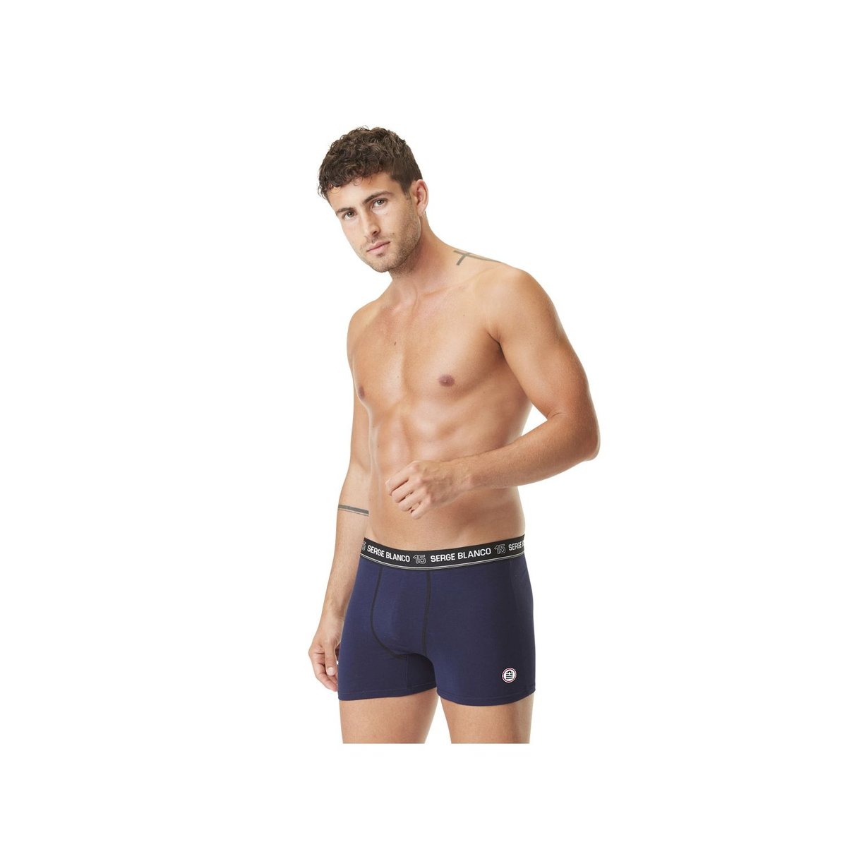 Lot De 2 Boxers Coton Uni noir/bleu, SERGE BLANCO
