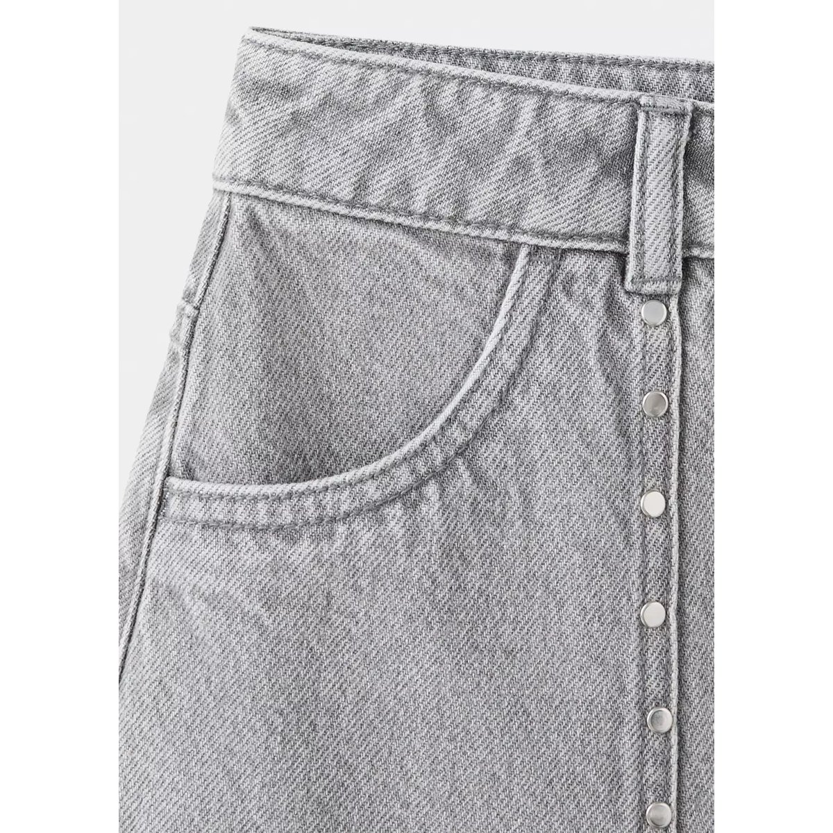 Jupe en jean à détails de clous gris denim, MANGO KIDS