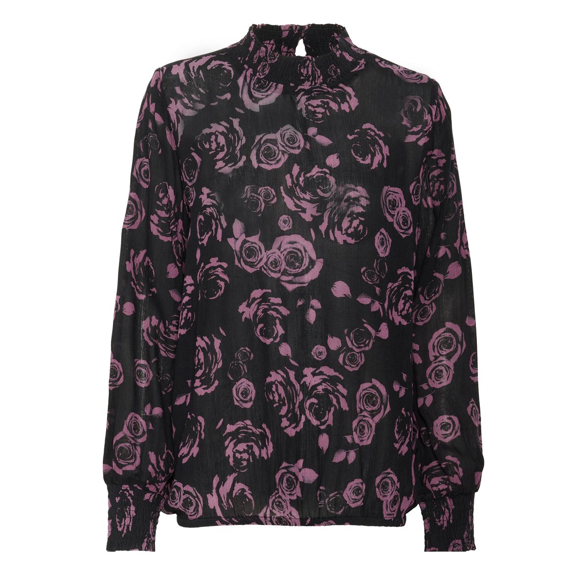 Blouse à manches longues noir tulipwood rose, KAFFE
