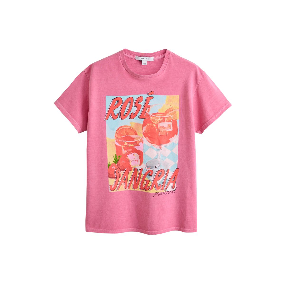 T-shirt ras du cou à imprimé sangria rose, NEXT