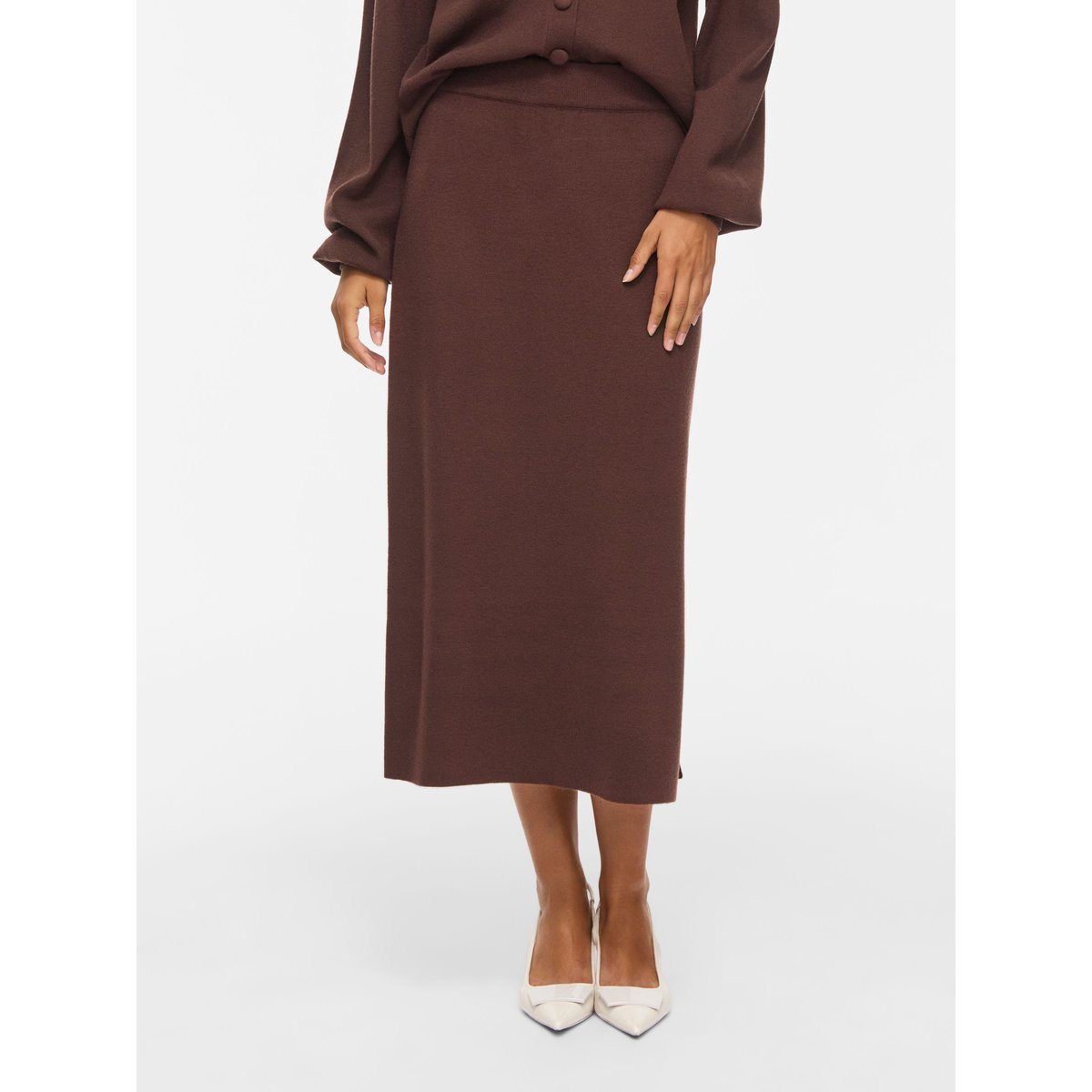 Jupe Mi-Longue marron - coffee bean1, VILA
