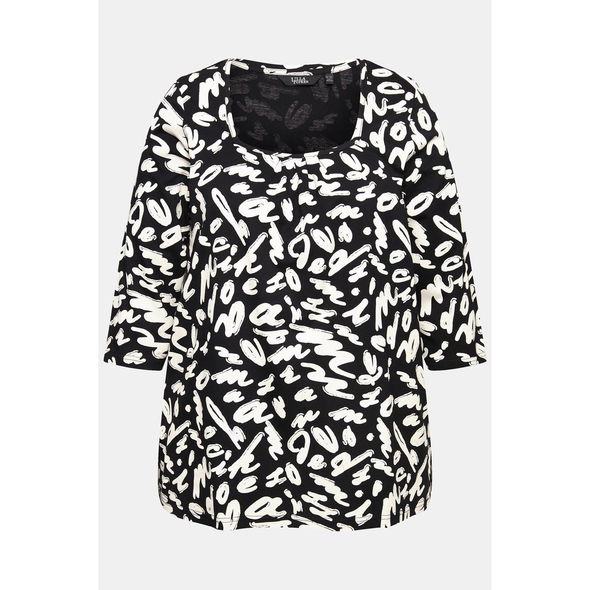 T-shirt avec plis fantaisie noir, ULLA POPKEN