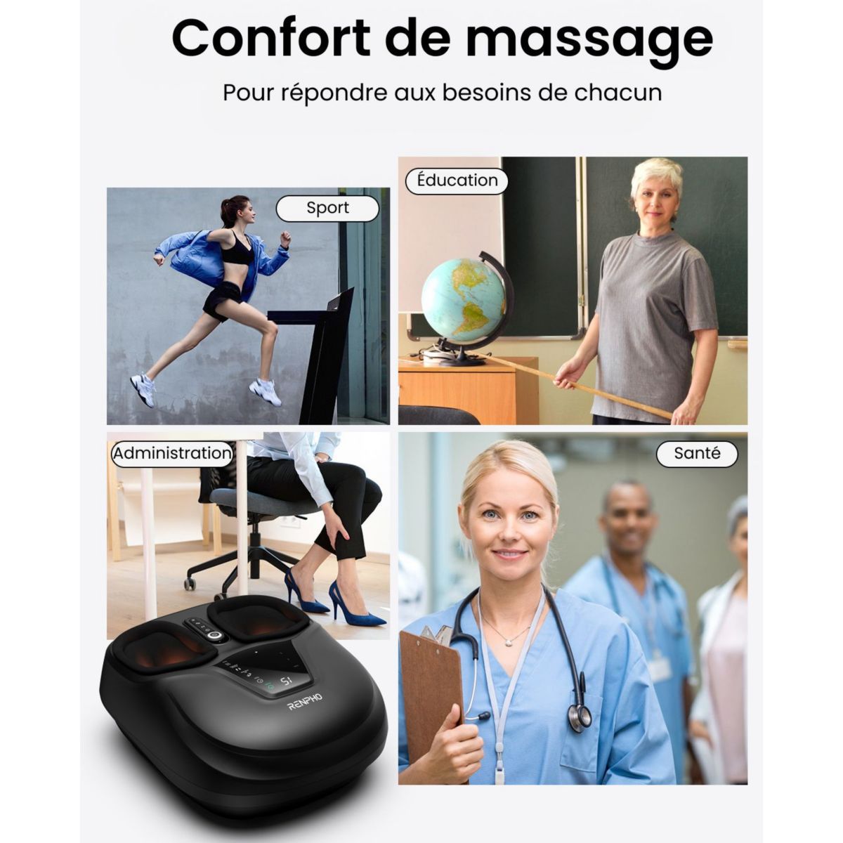 Masseur pieds Shiatsu Foot massager FM058R couleur unique, RENPHO