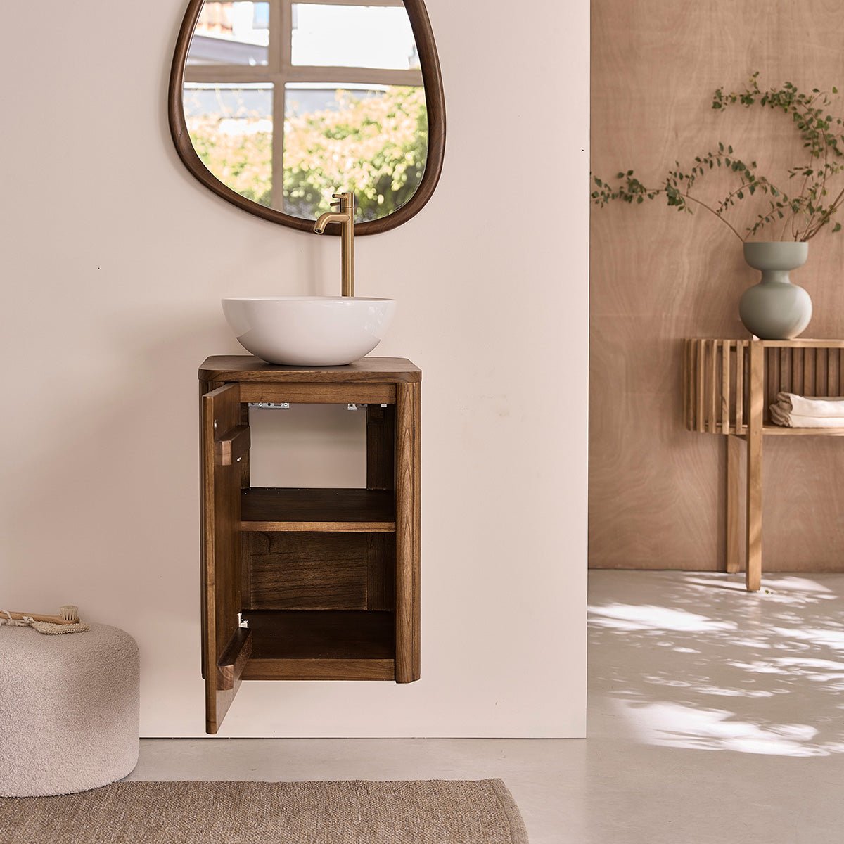 Lave main en bois massif 40 cm TRINIDAD marron, BERAH GETAH