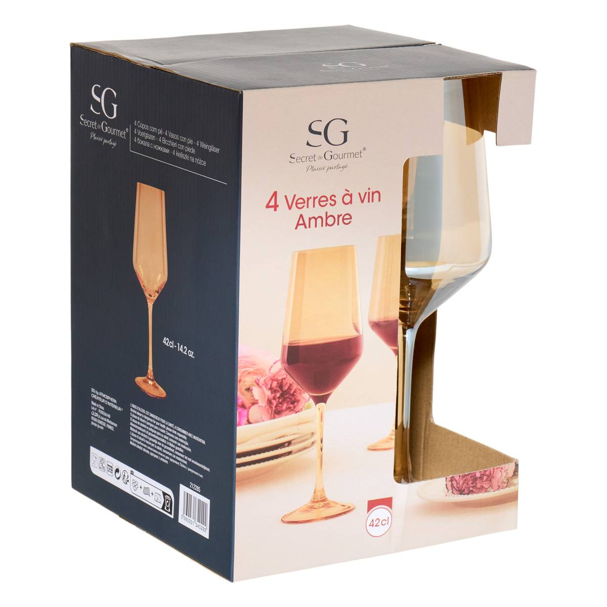 Lot de 4 verres à vin en verre AMBRE ambre, ATMOSPHERA