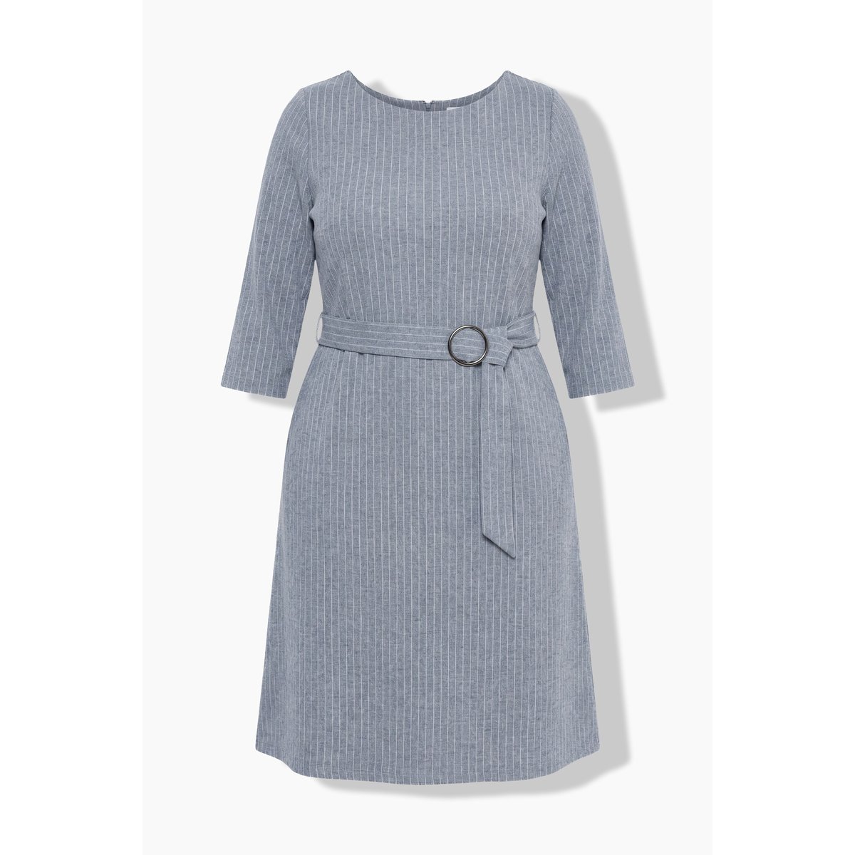 Robe midi à fines rayures, encolure bateau chiné gris moyen, ULLA POPKEN