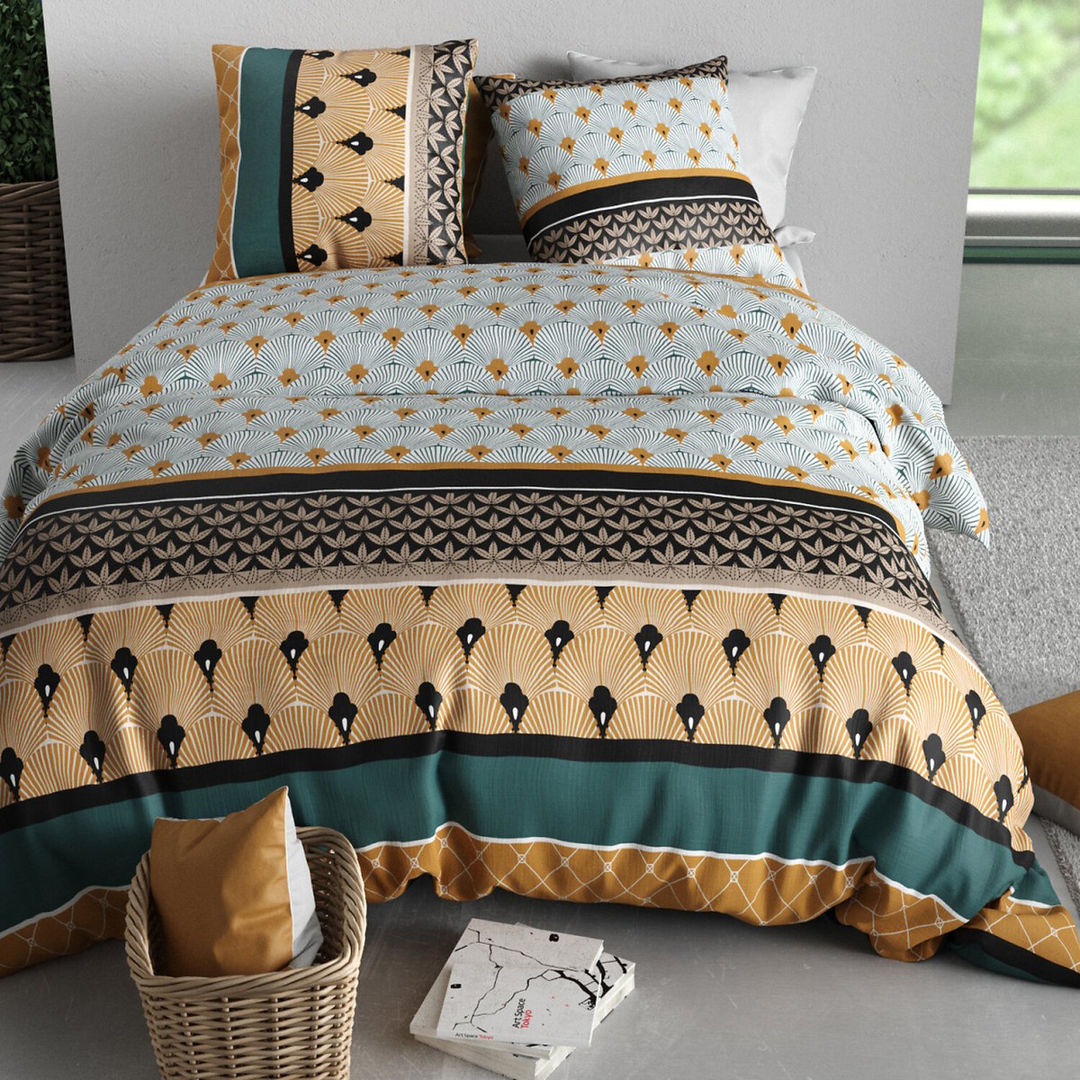 Paure coton imprimée couette et 2 taies, PALUM multicolore, ATELIER DU COTON