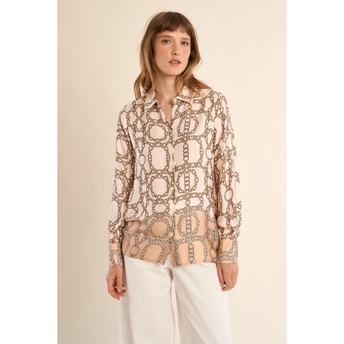 Chemise imprimée, effet satiné offwhite diane, MOLLY BRACKEN