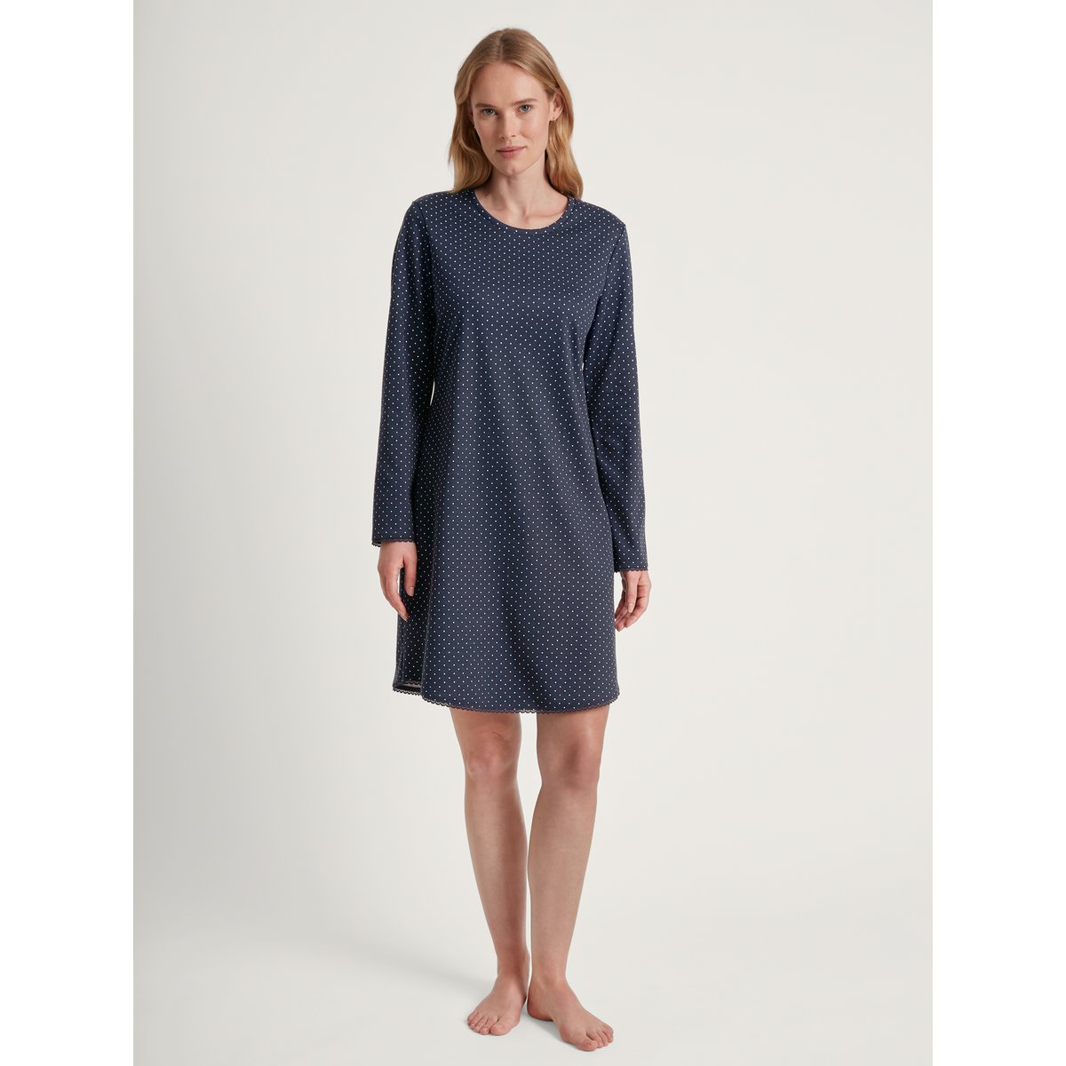 Chemise de nuit manches longues Coton MIDNIGHT DREAMS bleu paon, CALIDA