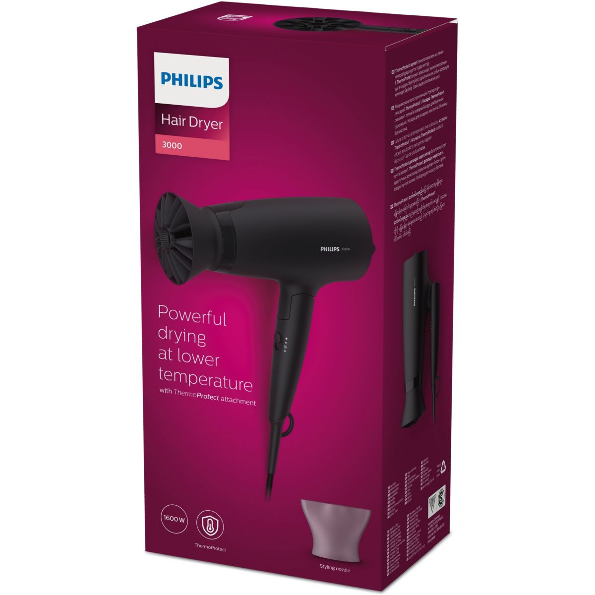 Sèche cheveux de voyage ThermoProtect 3000 BHD308/10 noir, PHILIPS