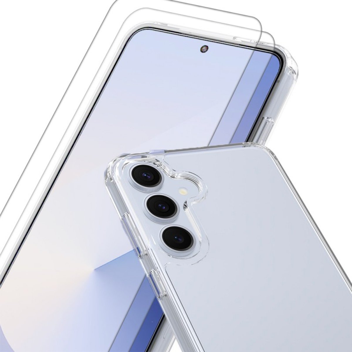 Coque Galaxy S25 + antichoc + 2 vitres transparent, EVETANE