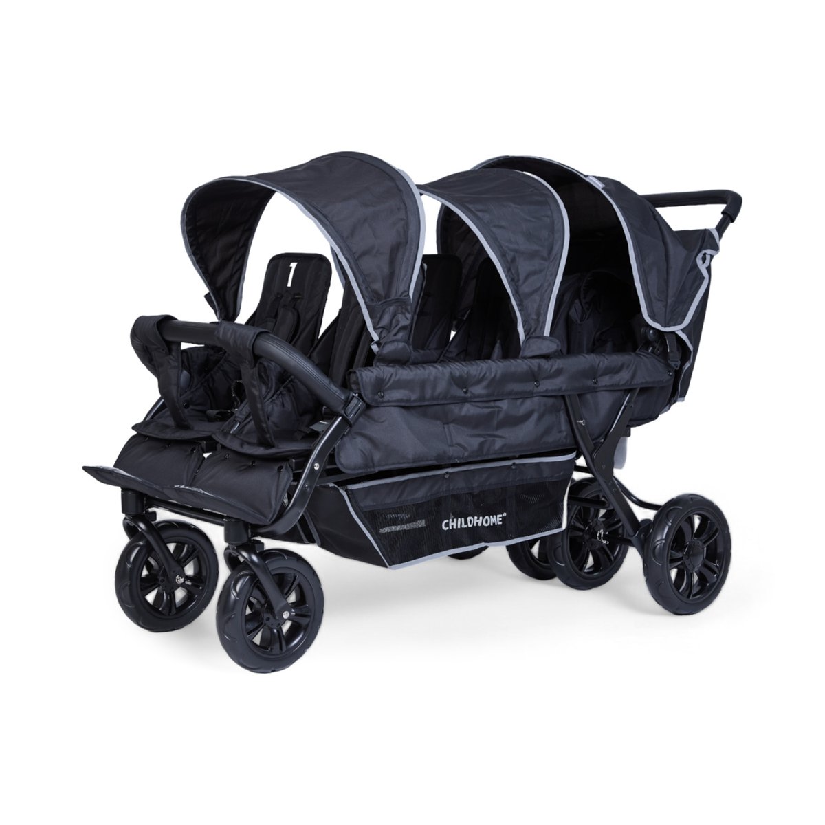 Sixseater poussette capacité 6 enfants + housse de pluie + pare-soleil noir, CHILDHOME