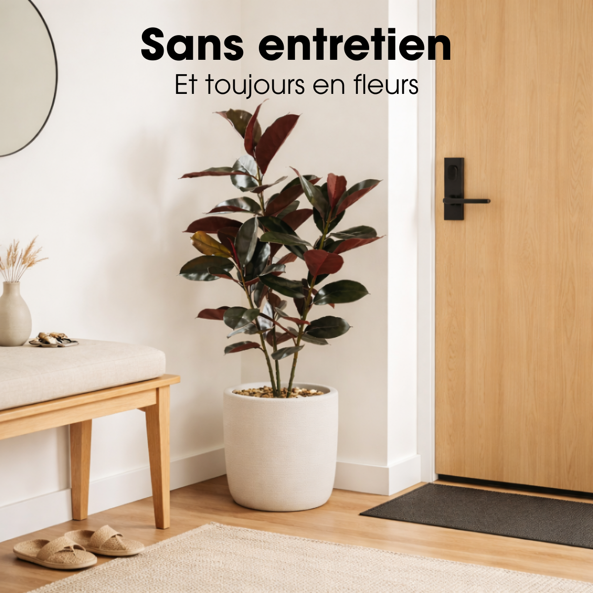 Plante artificielle RUBBERPLANT rouge, MICA DECORATIONS