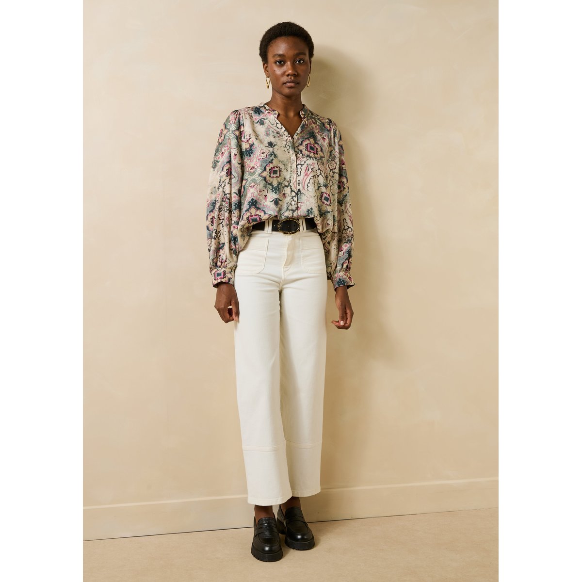 Chemise manches longues col rond ecru, LA FEE MARABOUTEE