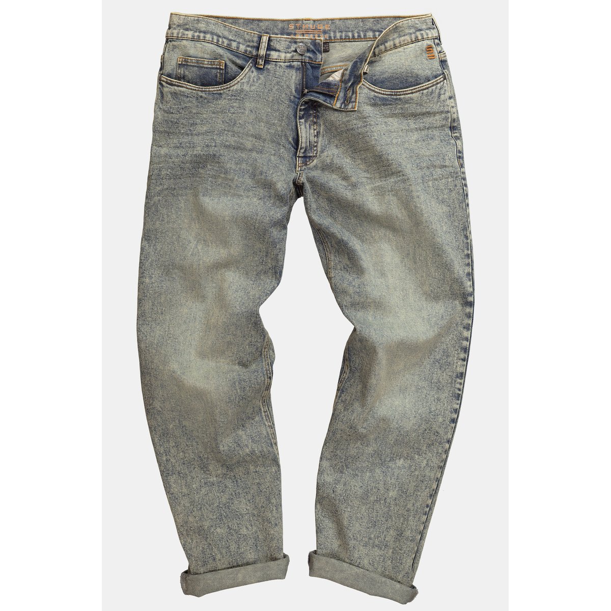 Jean 5 poches, dirty denim bleu jean, STHUGE