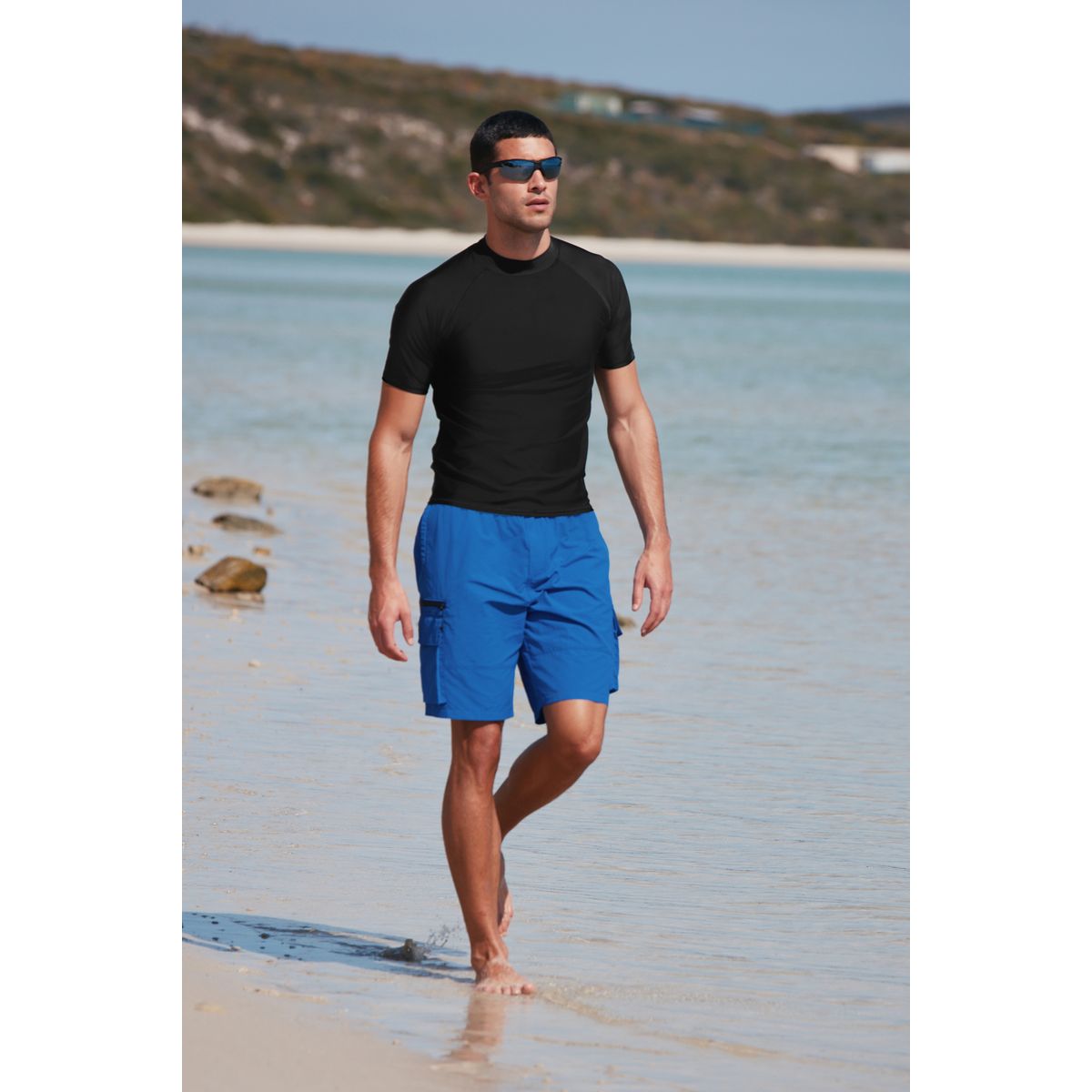T-shirt de bain à manches courtes active noir, NEXT