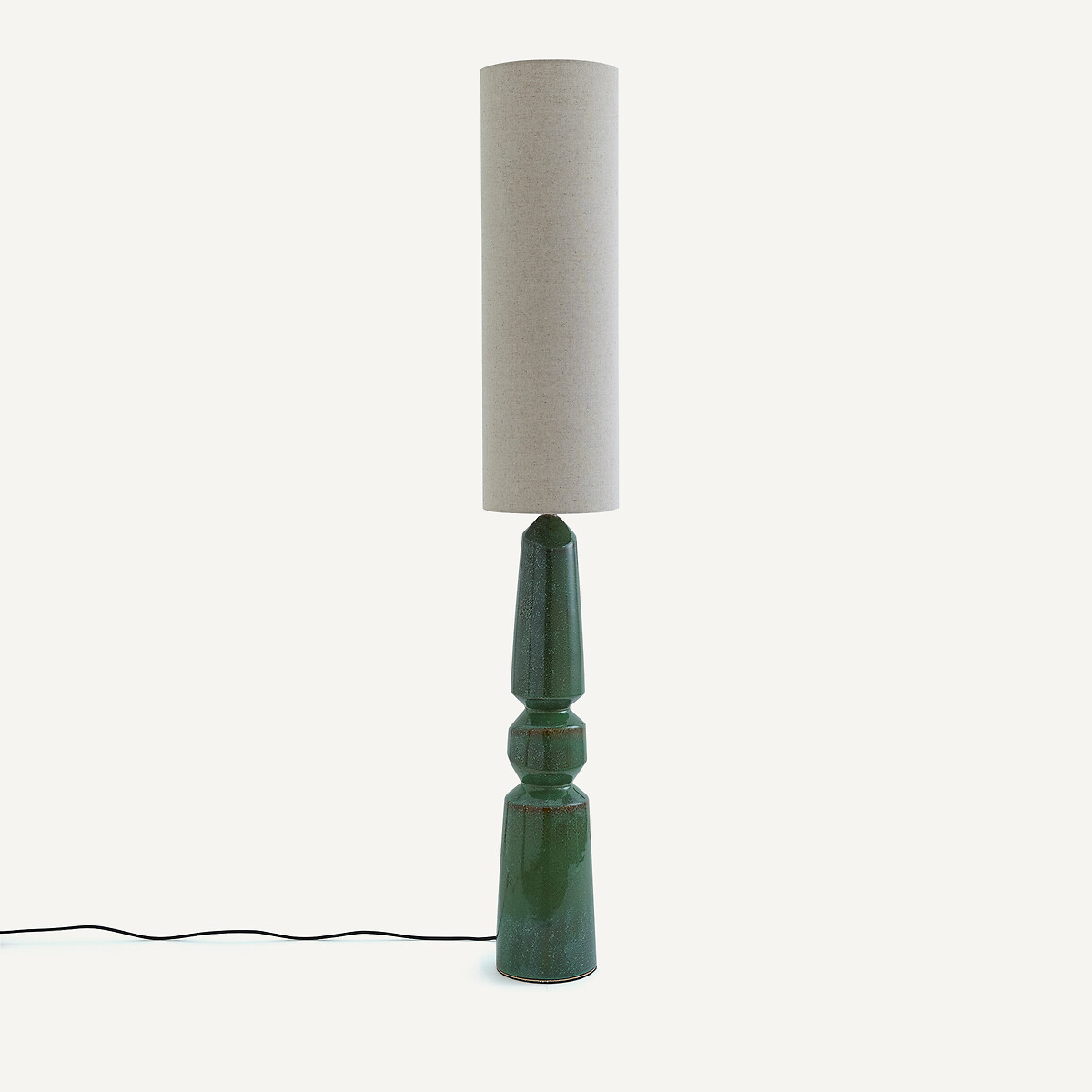 Lampadaire en céramique et lin, TOTEMY vert moucheté, AM.PM