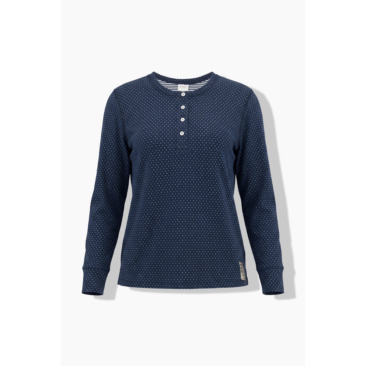 T-shirt en coton bio, cœurs / rayures marine, ULLA POPKEN