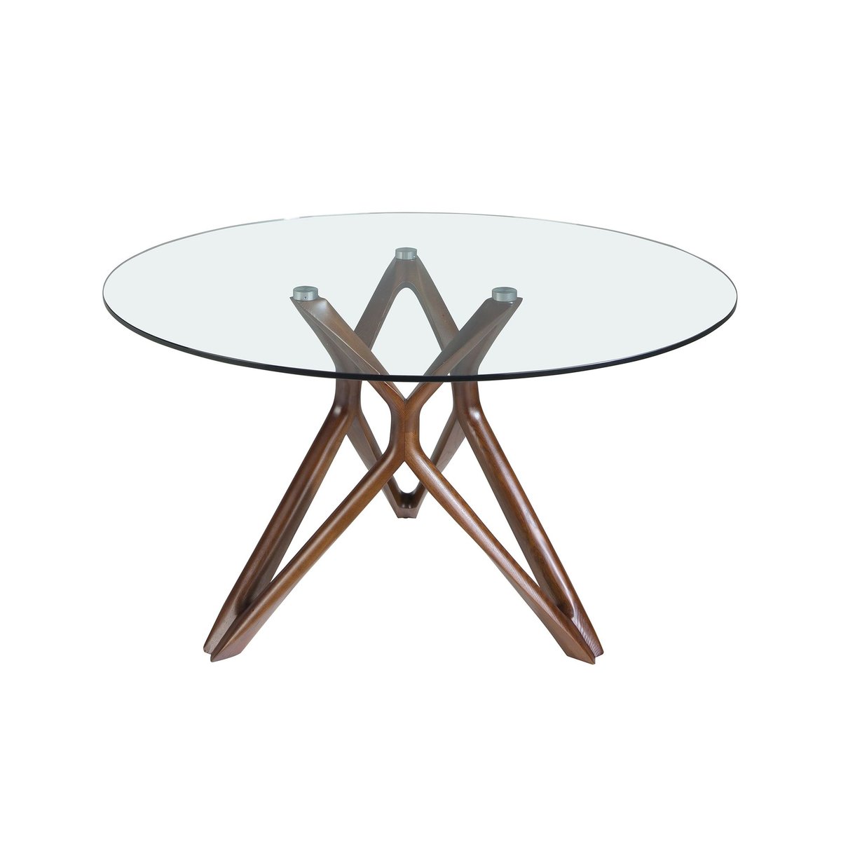 Table à manger ronde verre trempé et noyer verre | noyer, ANGEL CERDA