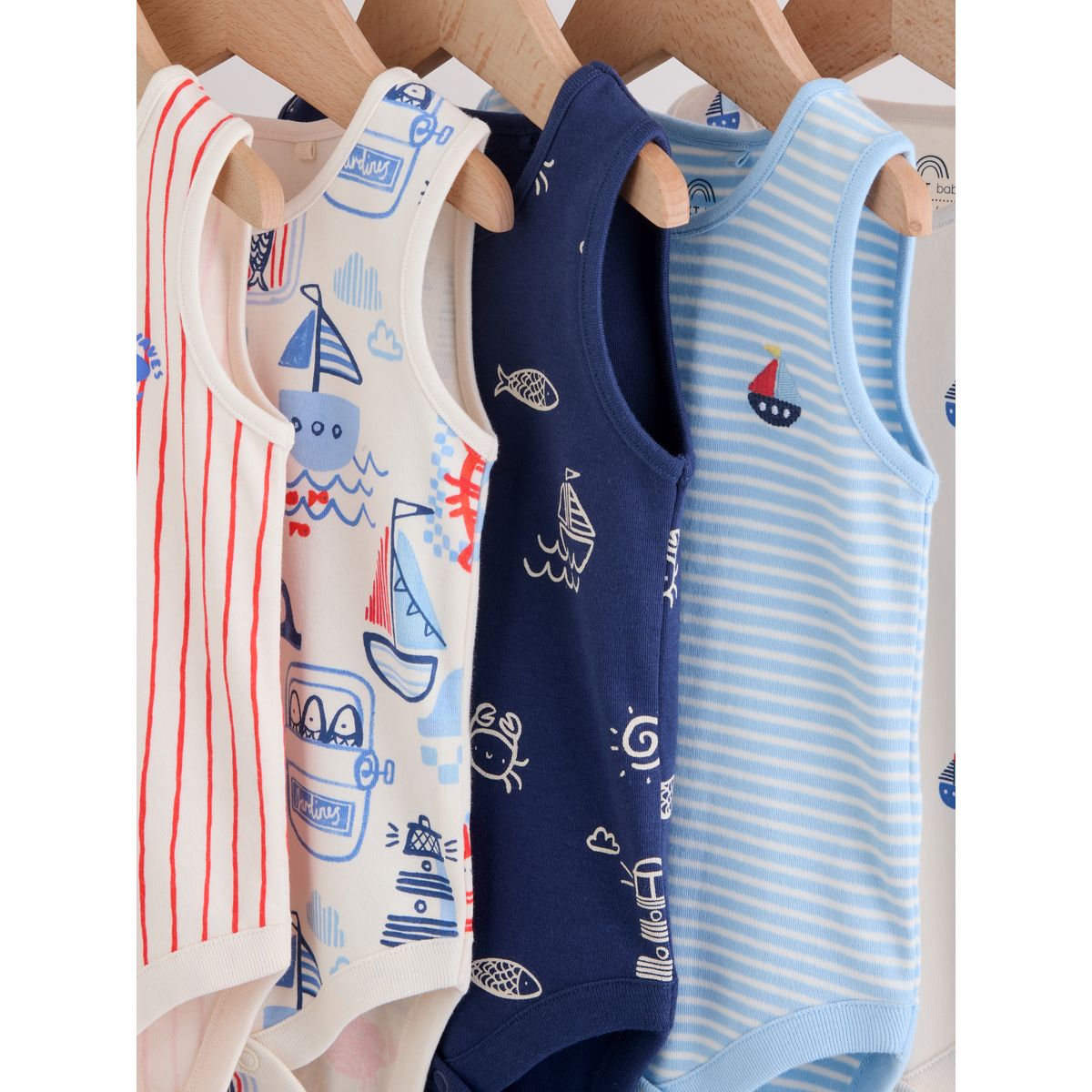 Bodies bébé, lot de 5 rayures bleu marine/rouges, NEXT