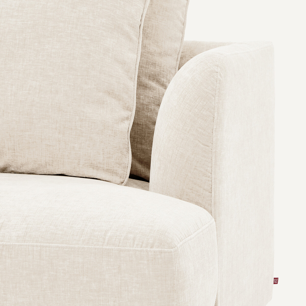 Rechtes Einzelsofa, modular, aus Chenille-Samt, TIBERIO weiss, AM.PM