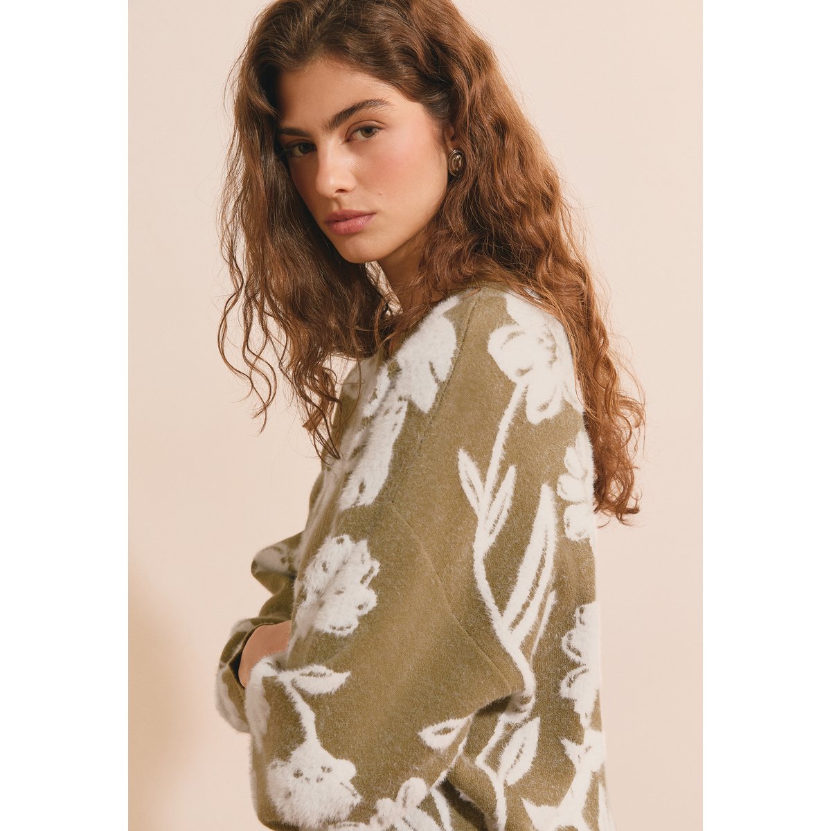 Pull à motif floral SIEGFRIED kaki olive, ETAM