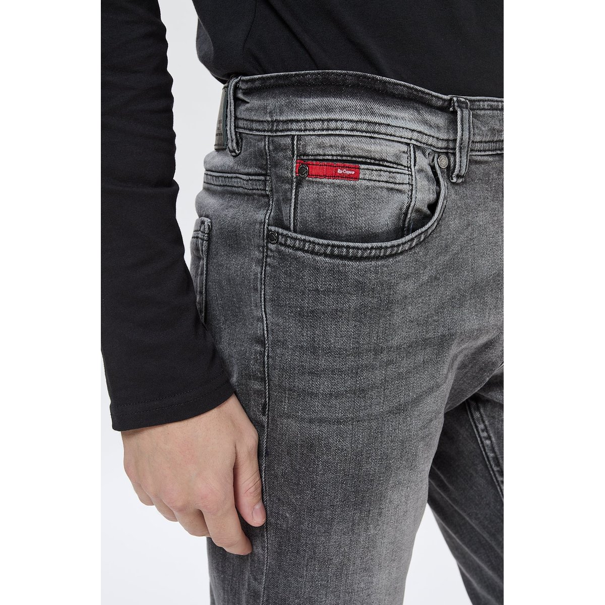 Jean coton straight STRAIGHT JORDY dark grey, LEE COOPER