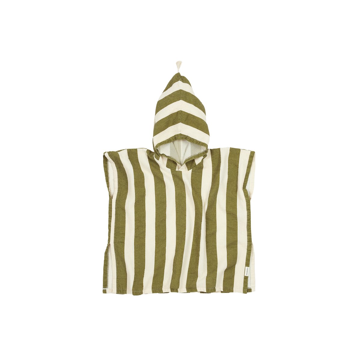 Poncho de plage 3-6Y doublure en gaze de coton PORTOFINO rayures gaufrées pistache, NOBODINOZ