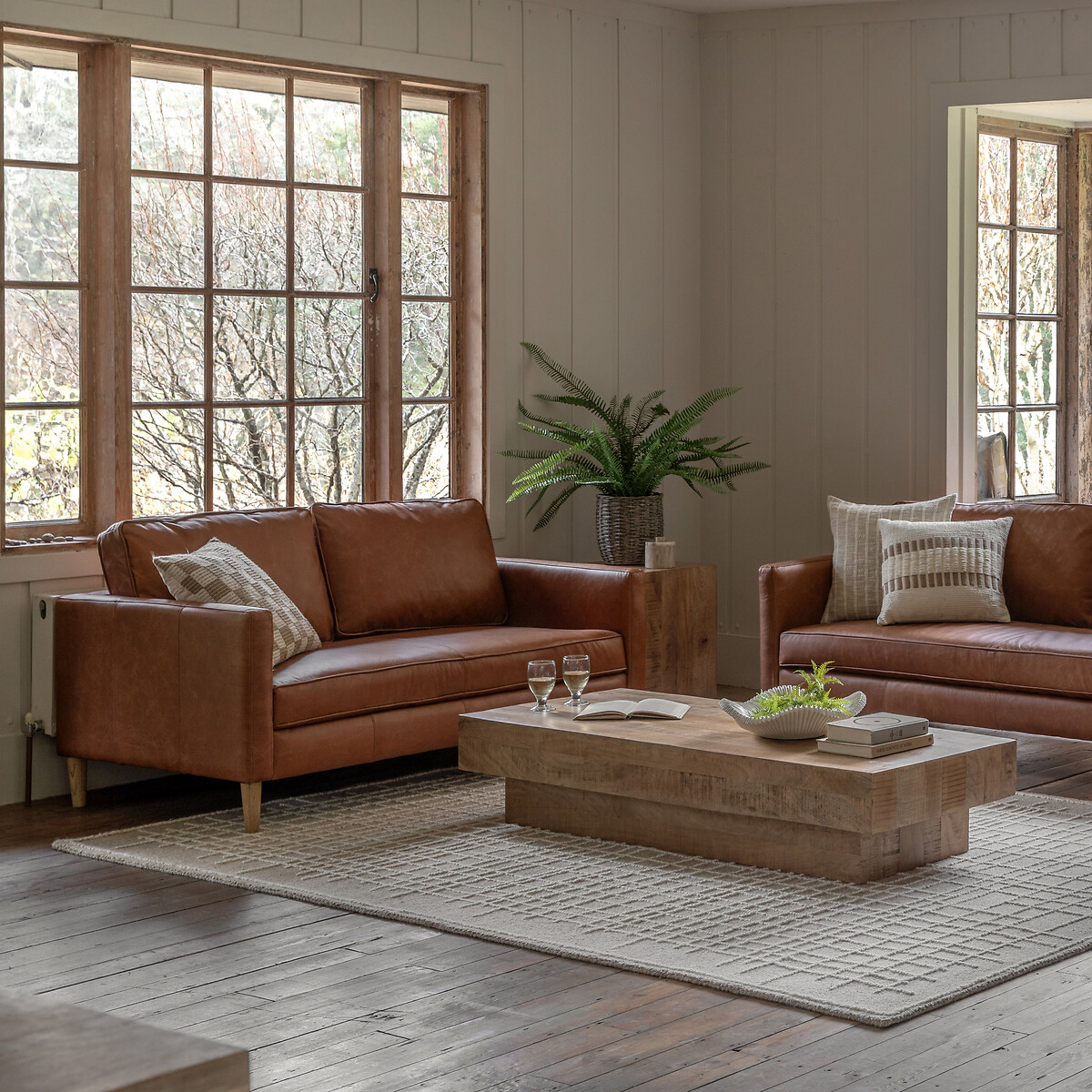 Groton Mid-Century 2 Seater Vintage Leather Sofa with Solid Wood Legs brown , ÉDITÉ