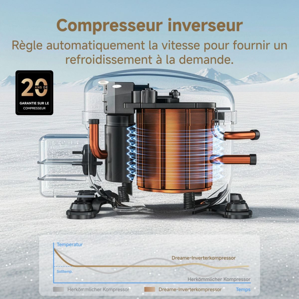Réfrigérateur combiné Mega Pro 456L-C Dark Grey couleur unique, DREAME