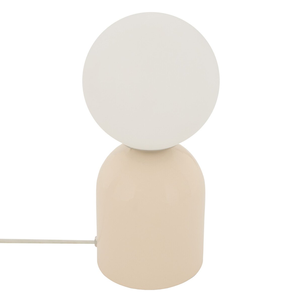 Lampe à poser avec globe opalin et base en acier beige, ATMOSPHERA