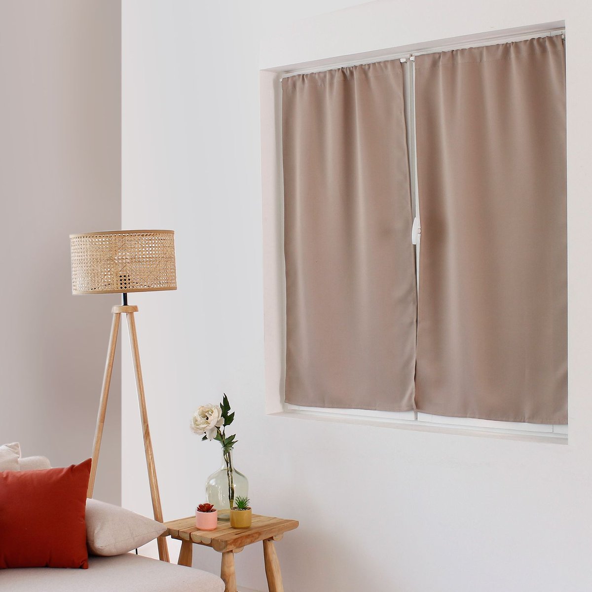 Vitrage occultant passe tringle REGLISSE beige, TOILINUX