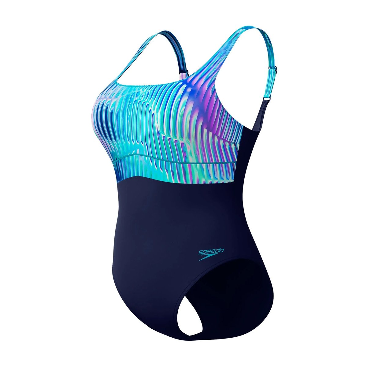 Maillot de bain 1 pièce à bretelles ajustables motif/style contour ECLIPSE turquoise, SPEEDO