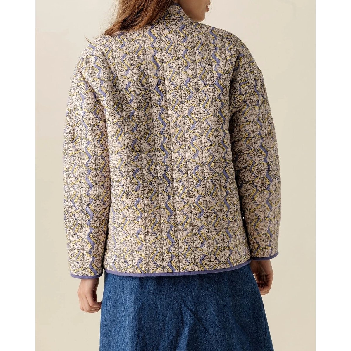 Giacca trapuntata reversibile, VANITA stampa floreale blu, APACHES COLLECTIONS