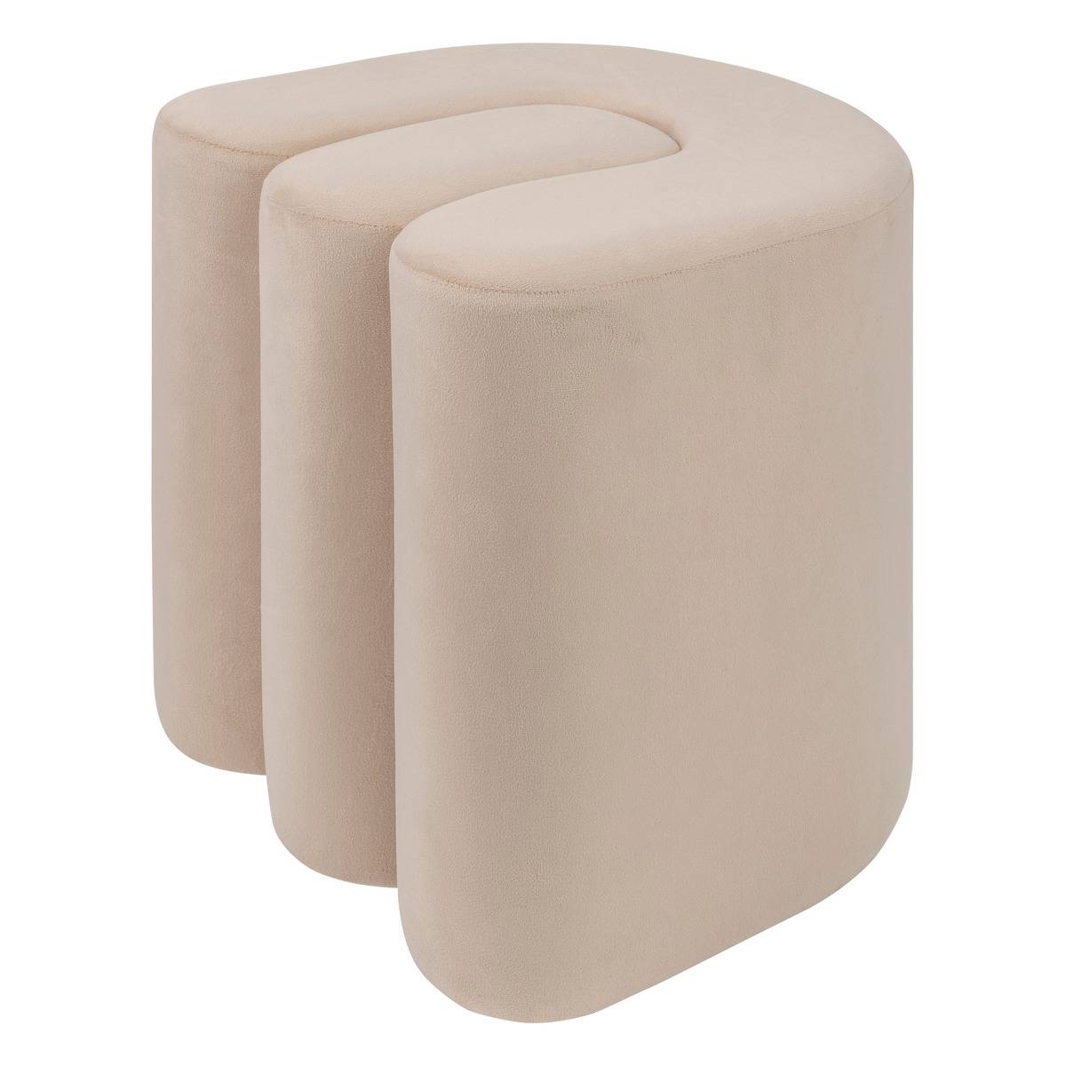 Pouf forme organique en velours BOLAN beige, ATMOSPHERA