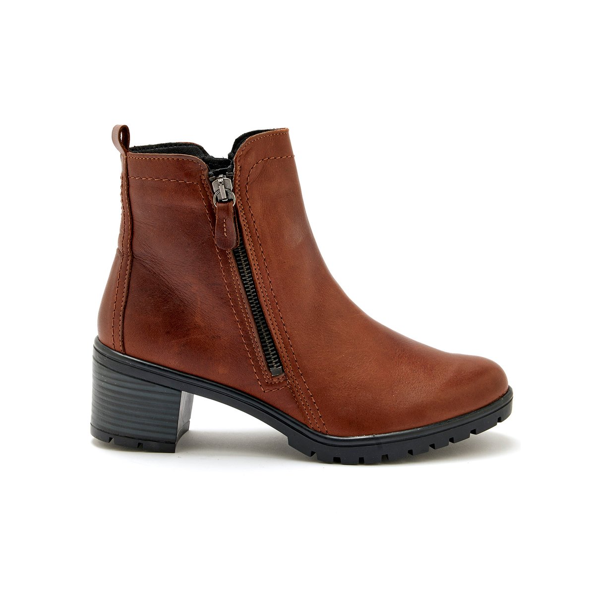 Boots dessus cuir marron, PEDICONFORT