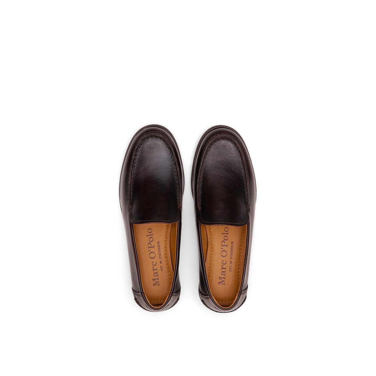 Mocassins modèle Fiona en cuir de vache ciré marron foncé, MARC O'POLO