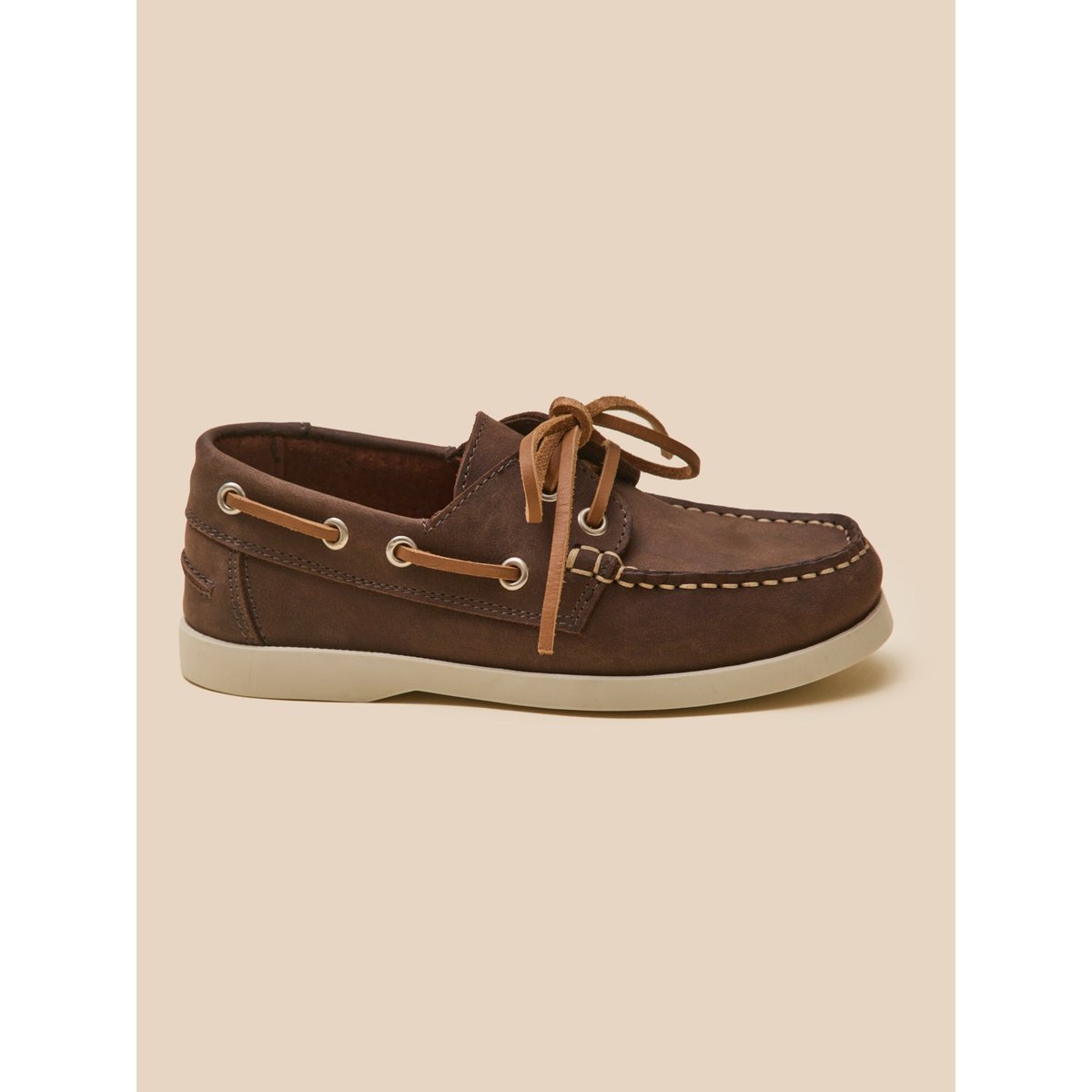 Chaussures bateau en cuir marron, CYRILLUS