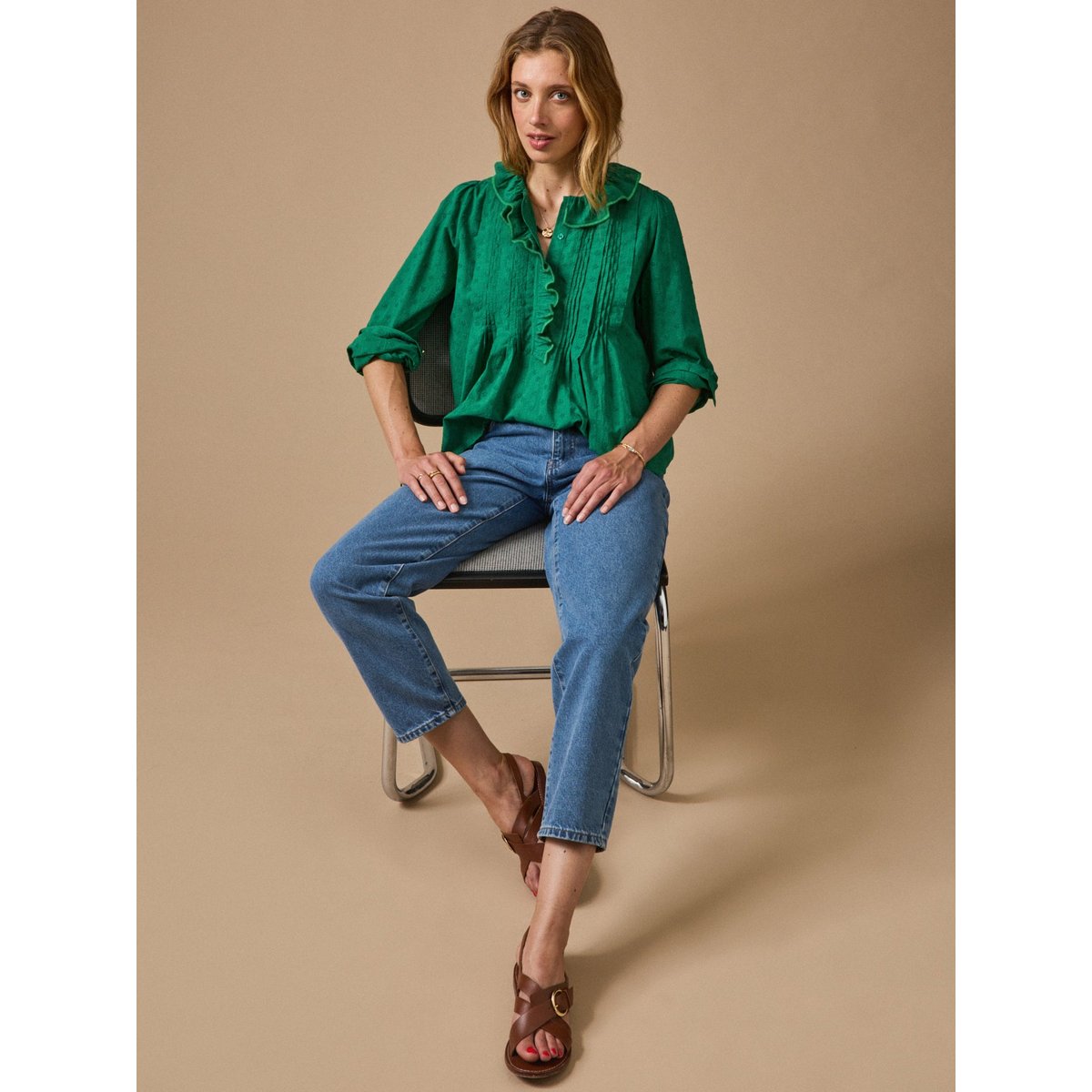 Blouse broderie anglaise gazon, CYRILLUS