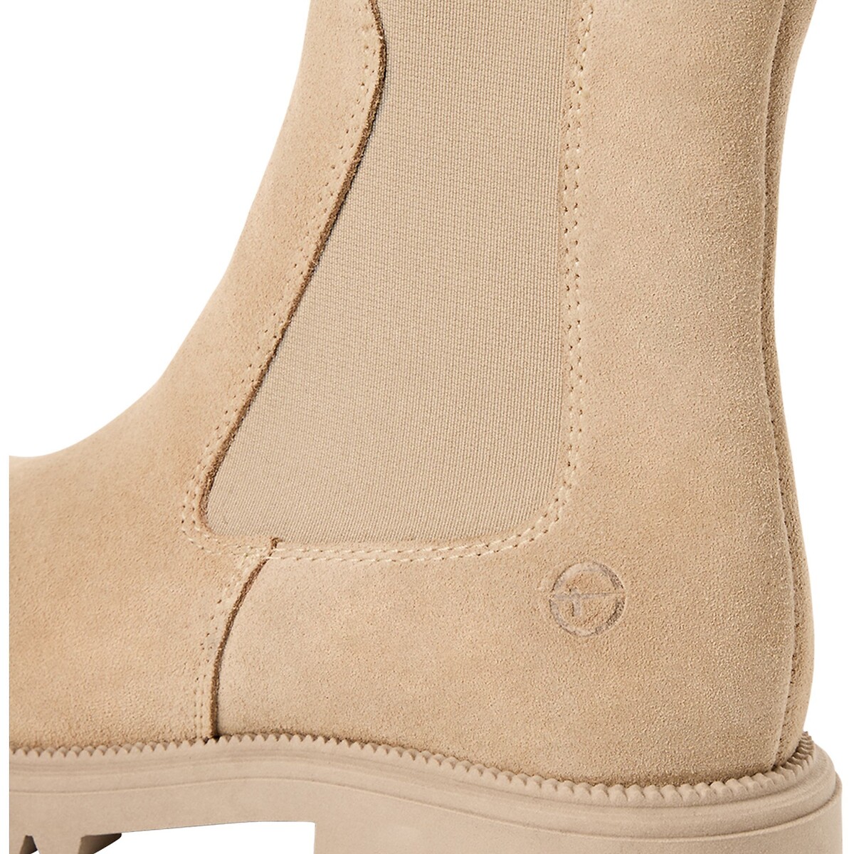 Boots chelsea en cuir beige, TAMARIS