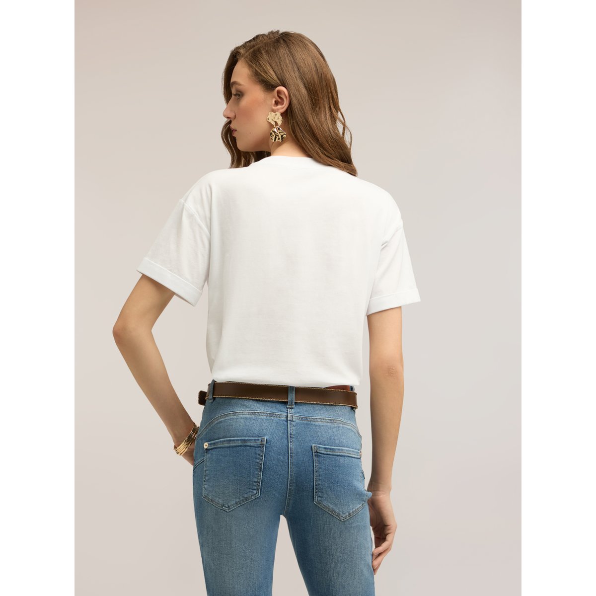 T-shirt avec applications florales blanc, MOTIVI