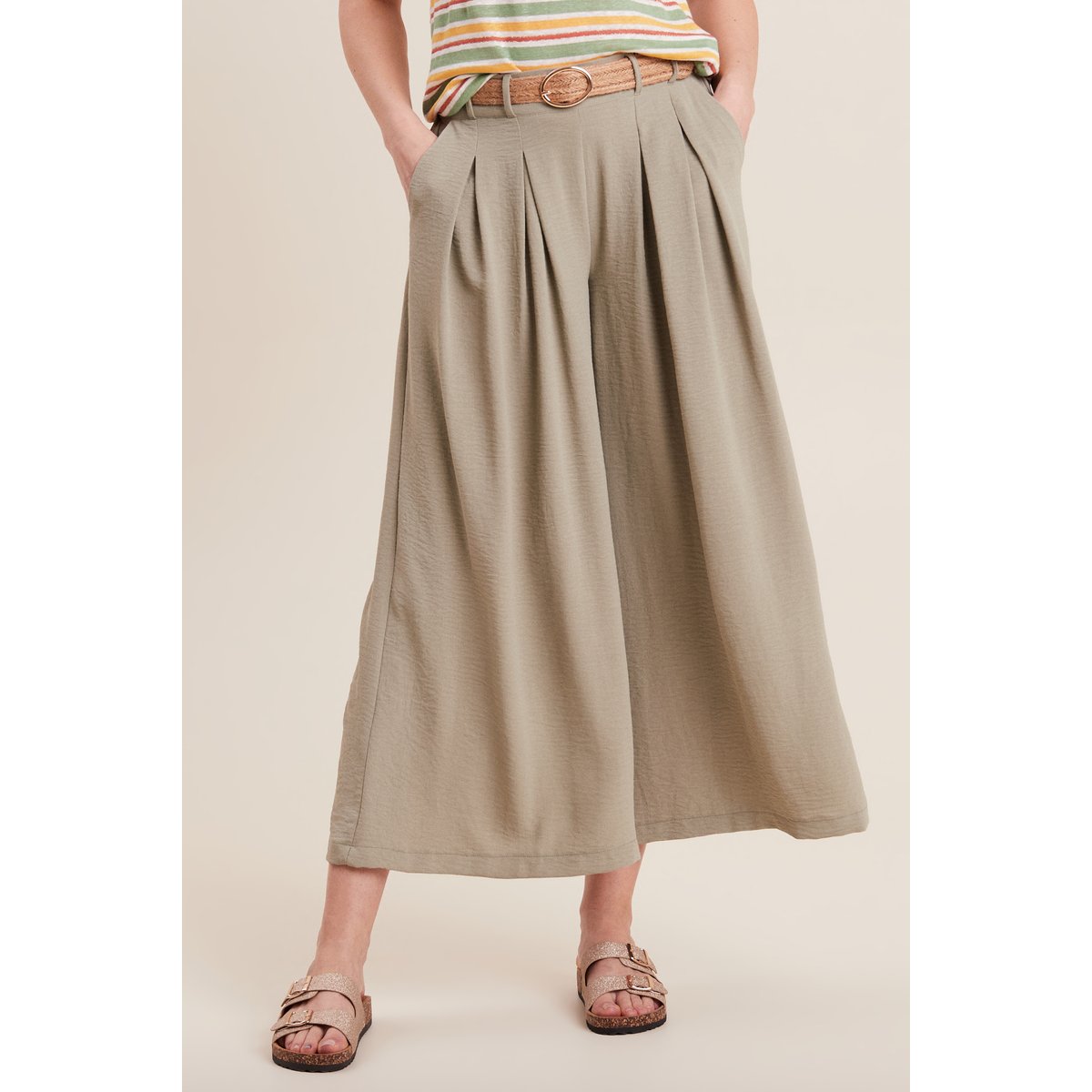 Pantalon jupe-culotte large vert clair, BREAL