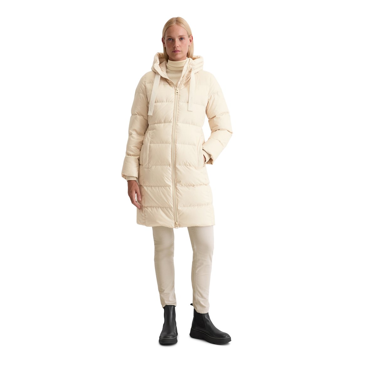 Doudoune à capuche shaped avec surface hydrofuge beige, MARC O'POLO